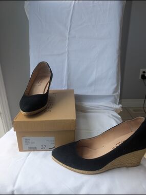 Ateliers Rope Wedge Heel Shoe Black Suede